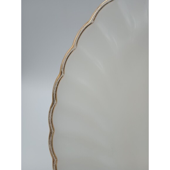 Set of 2 Anchor Hocking Fire King  Dinner Plates Swirl Gold Rim Wear Milk Glass - Picture 4 of 6